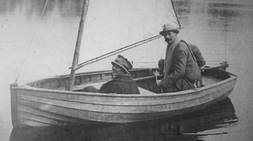 Ransome and Evgenia in boat
